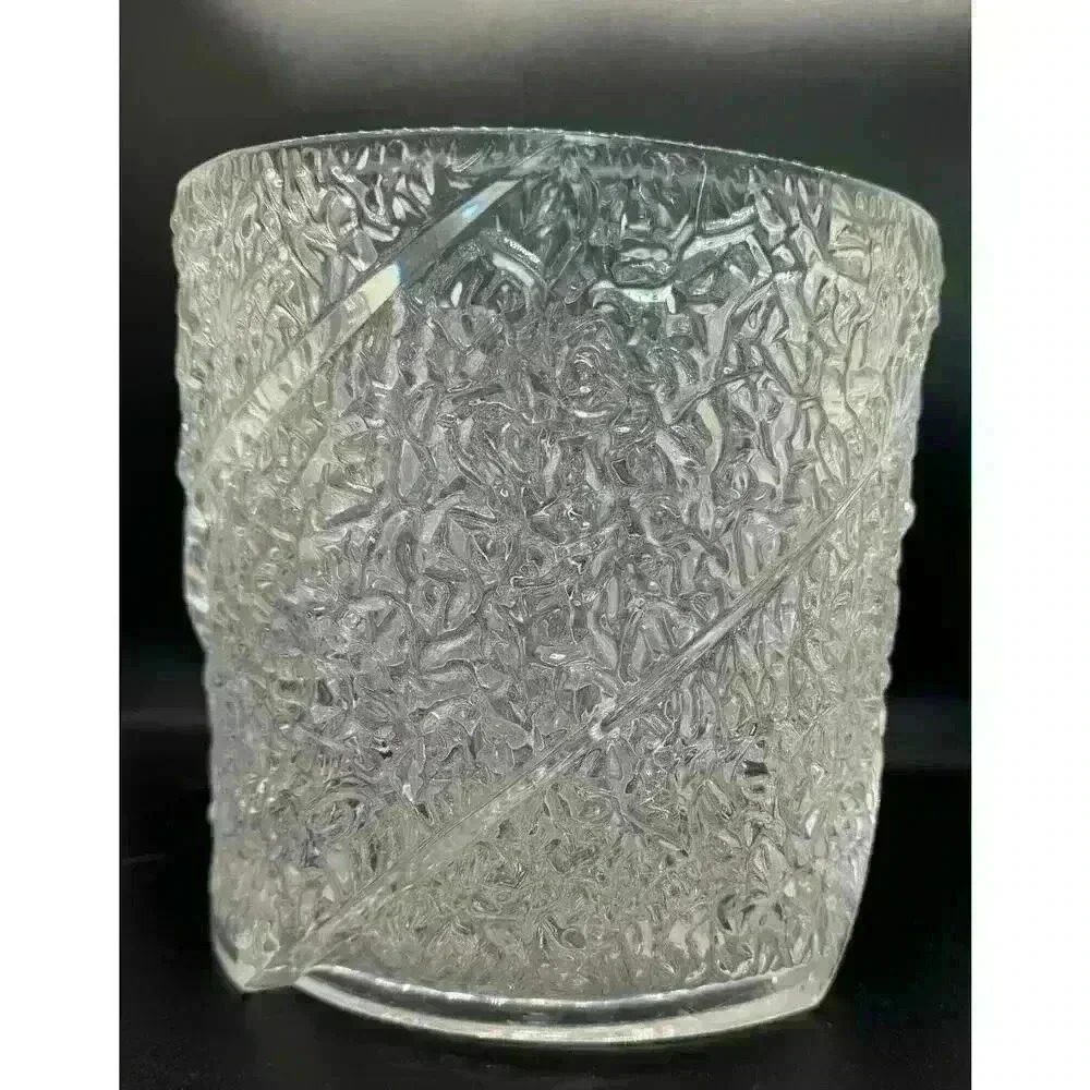 Vintage Mid-Century Modern Lucite Iceberg Textured Ice Bucket Stunning Clear